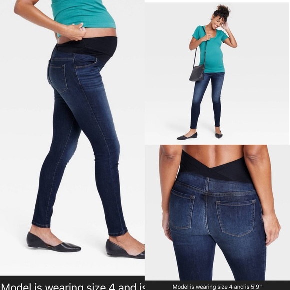 NWT Over The Belly Dark Wash Skinny Maternity Jeans -Dark Wash Size 16 - Picture 3 of 12